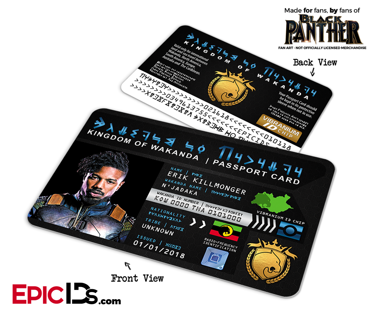 Kingdom of Wakanda Passport Card (Inspired by Black Panther) - Killmonger - Epic IDs