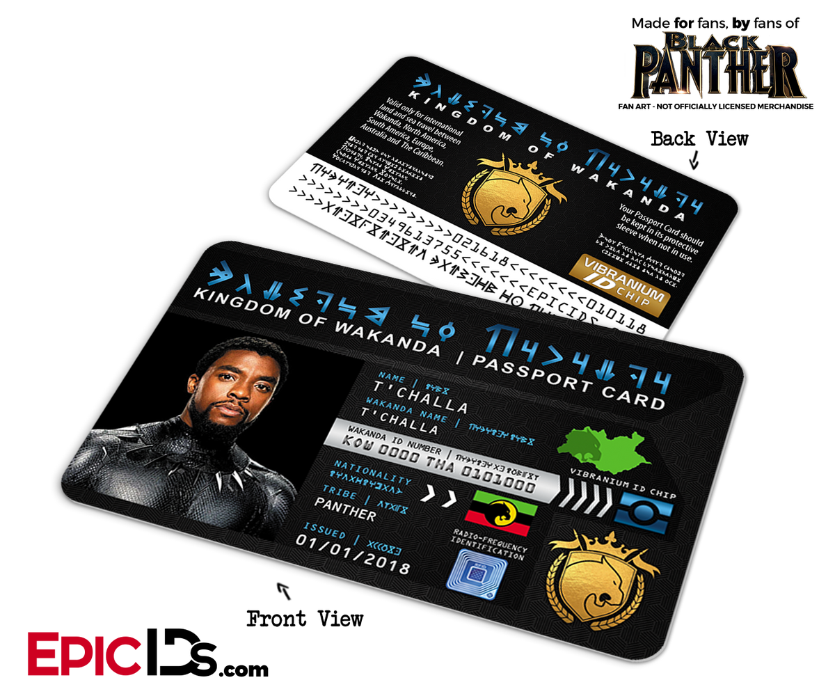 Kingdom of Wakanda Passport Card (Inspired by Black Panther) - T&#39;Challa - Epic IDs