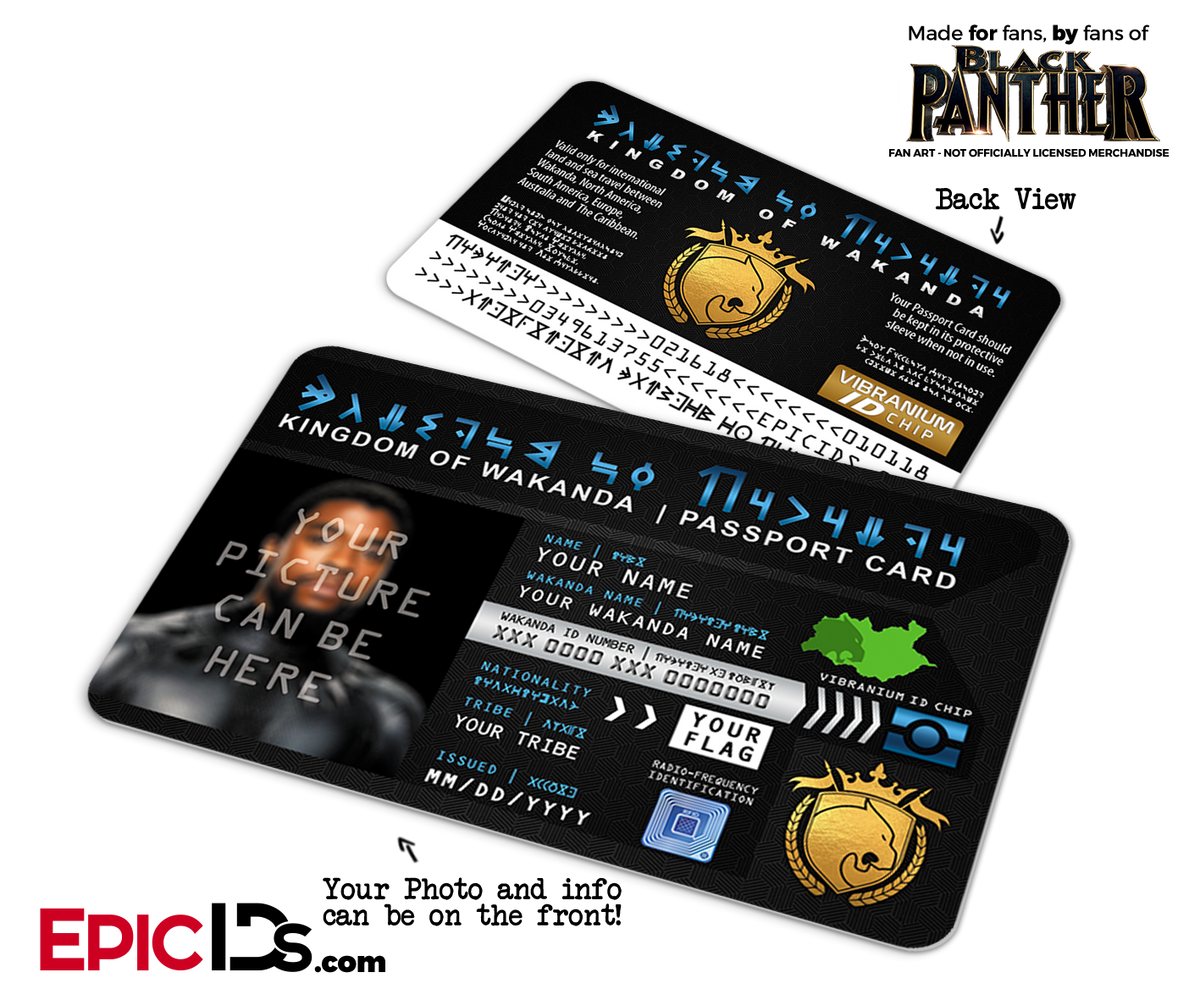 Kingdom of Wakanda Passport Card (Inspired by Black Panther) [Photo Personalized] - Epic IDs