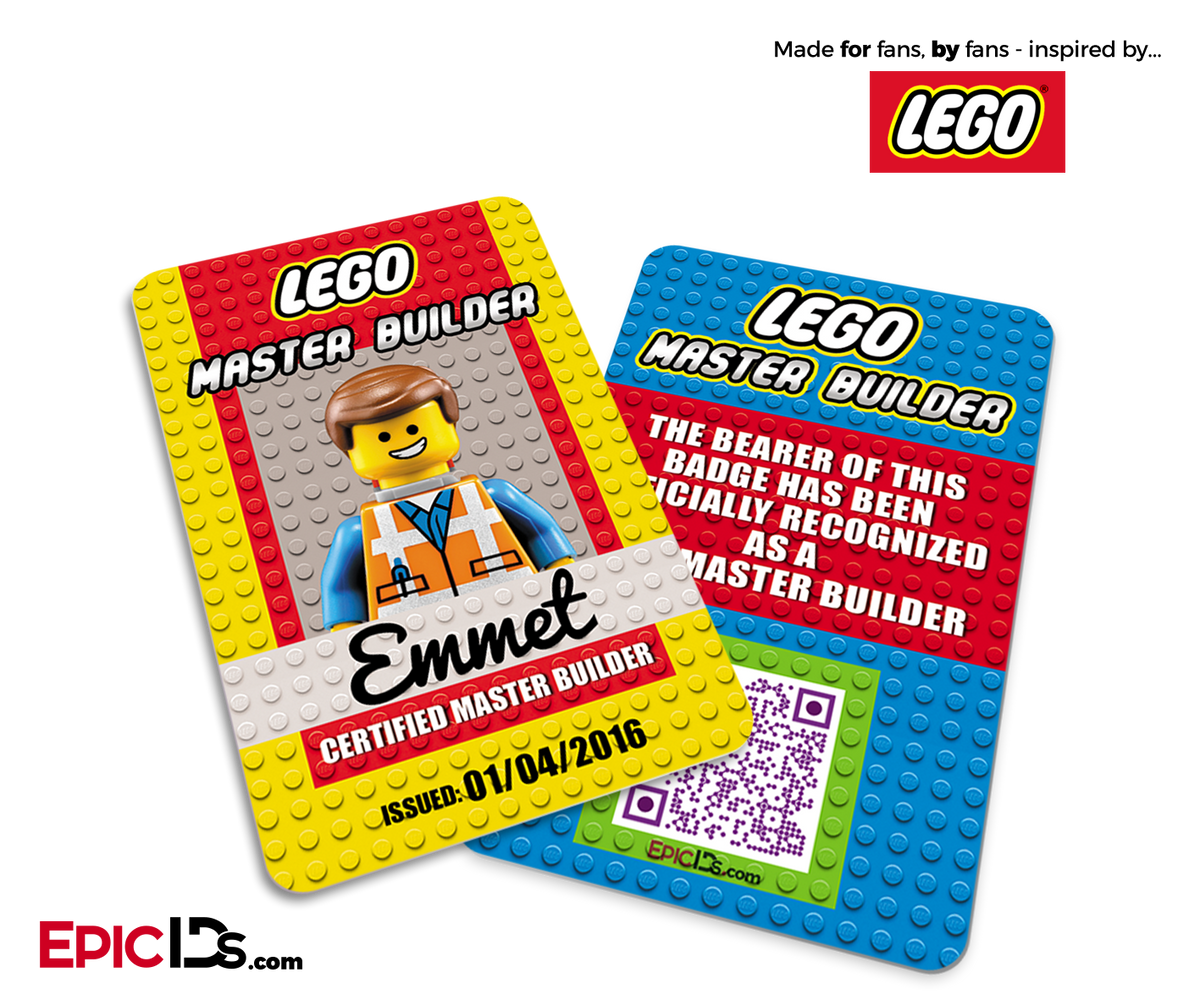 LEGO Master Builder ID Card inspired by The LEGO Movie Emmet Epic IDs