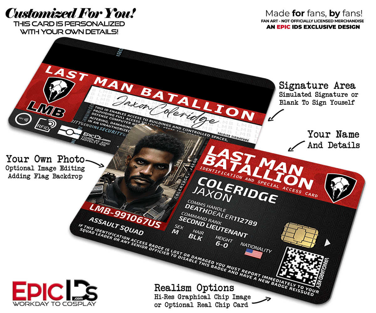 LMB — Last Man Battalion — The Division&#39;s Elite Antagonist Rogue Operative ID Card || Photo Personalized || - Epic IDs