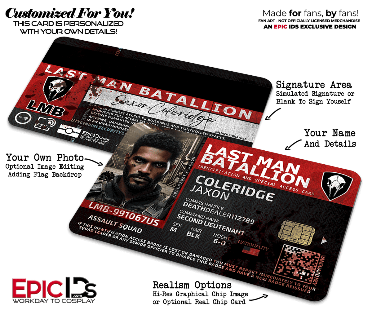 LMB — Last Man Battalion — The Division&#39;s Elite Antagonist Rogue Operative ID Card || Photo Personalized || - Epic IDs
