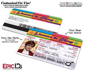 License To Shag 'Austin Powers' Cosplay Novelty ID Card — Photo Personalized