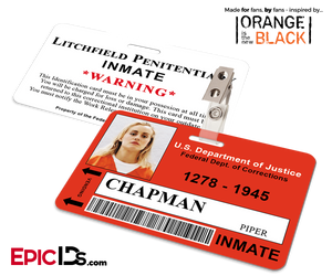 Litchfield Penitentiary 'OITNB' Inmate Wearable ID Badge - Chapman, Piper