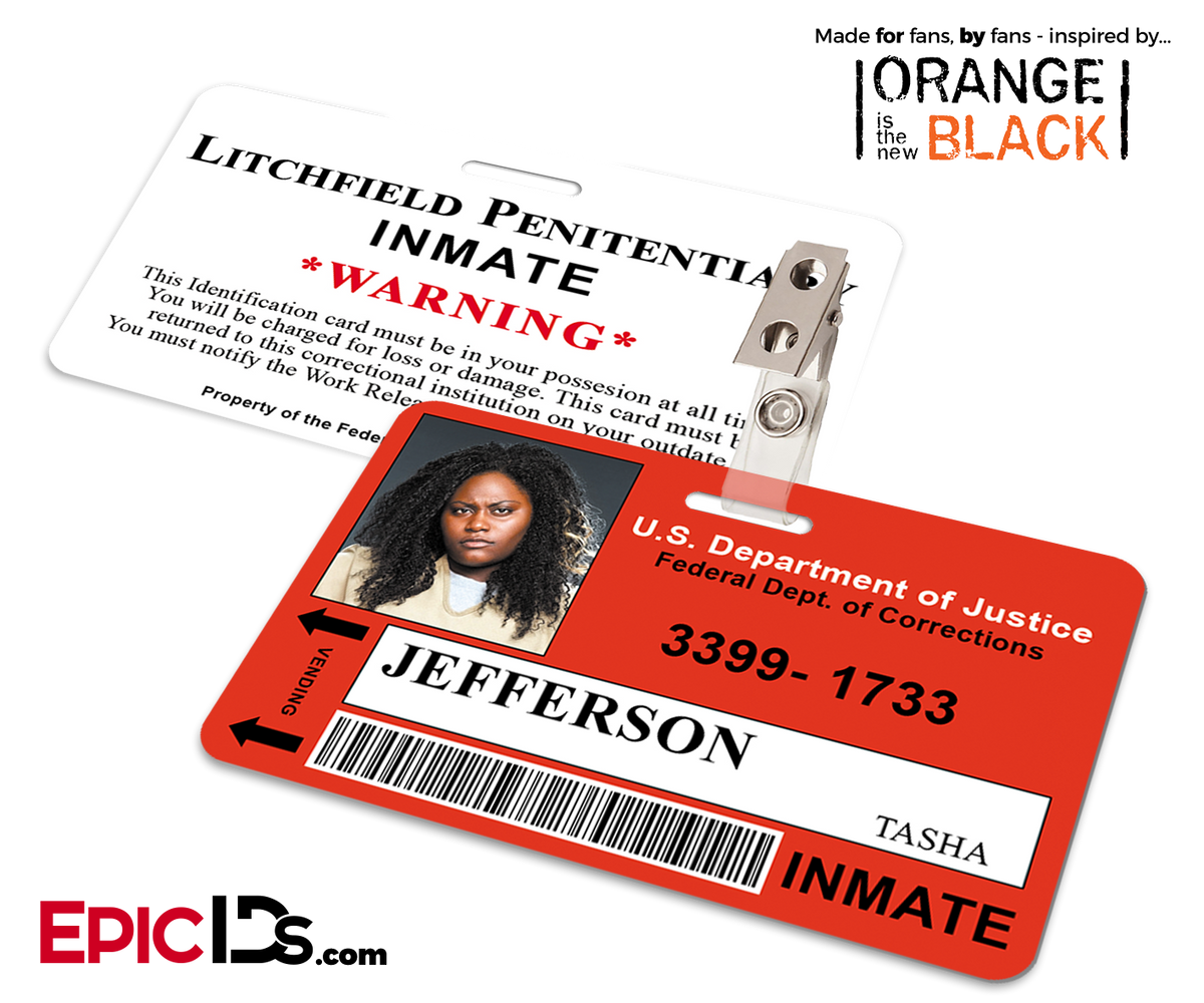 Litchfield Penitentiary &#39;OITNB&#39; Inmate Wearable ID Badge - Jefferson, Tasha (Taystee) - Epic IDs
