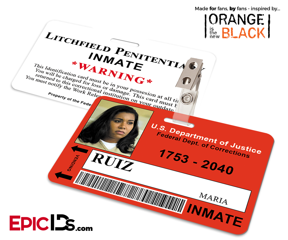 Litchfield Penitentiary &#39;OITNB&#39; Inmate Wearable ID Badge - Ruiz, Maria - Epic IDs