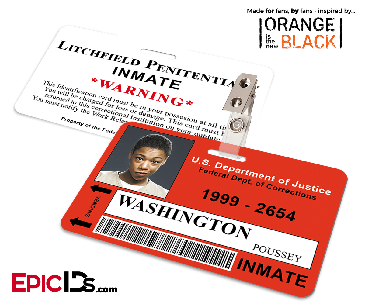 Litchfield Penitentiary &#39;OITNB&#39; Inmate Wearable ID Badge - Washington, Poussey - Epic IDs