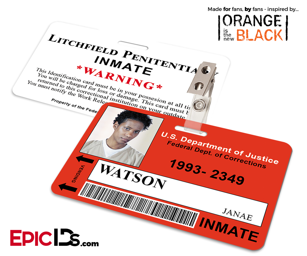 Litchfield Penitentiary &#39;OITNB&#39; Inmate Wearable ID Badge - Watson, Janae - Epic IDs
