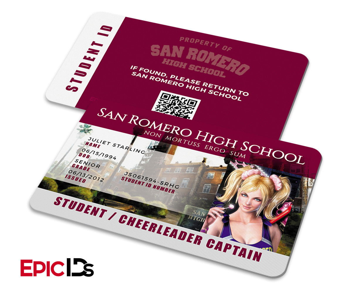 Lollipop Chainsaw Inspired San Romero High School Juliet Starling Student ID - Epic IDs
