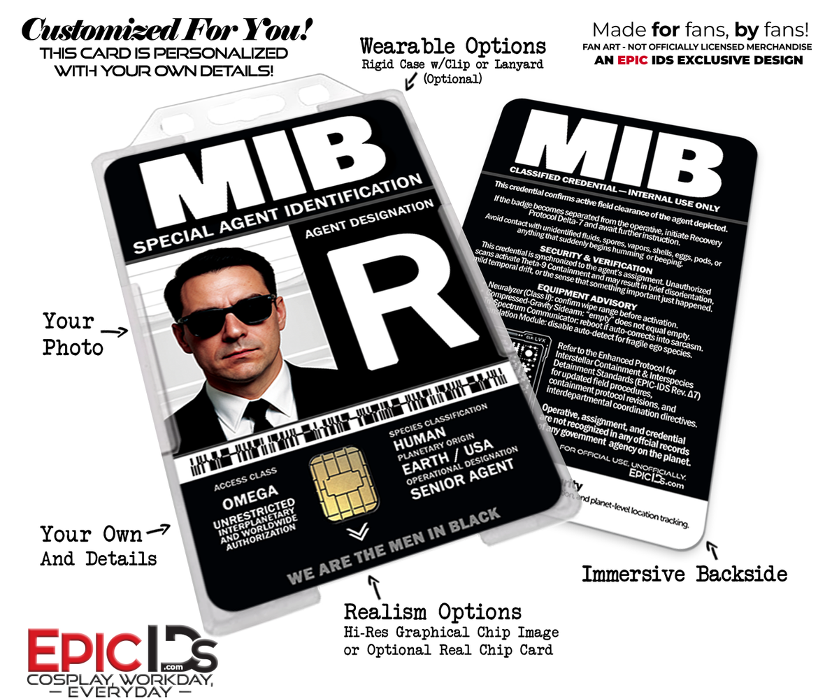 MIB Special Agent ID Badge — Men in Black — Photo Personalized
