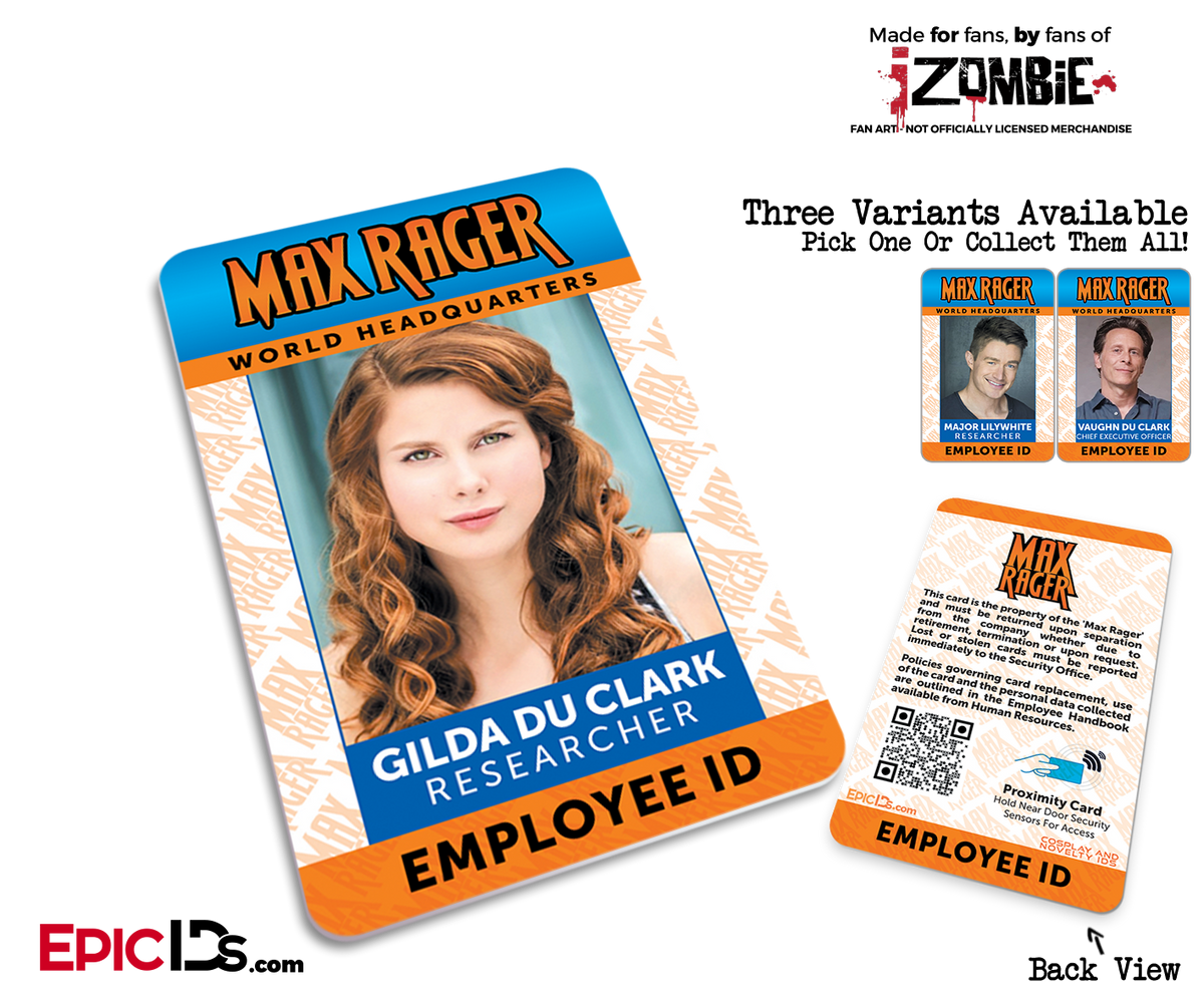 Max Rager &#39;iZombie&#39; Cosplay Employee ID Name Badge [TV Characters] - Epic IDs