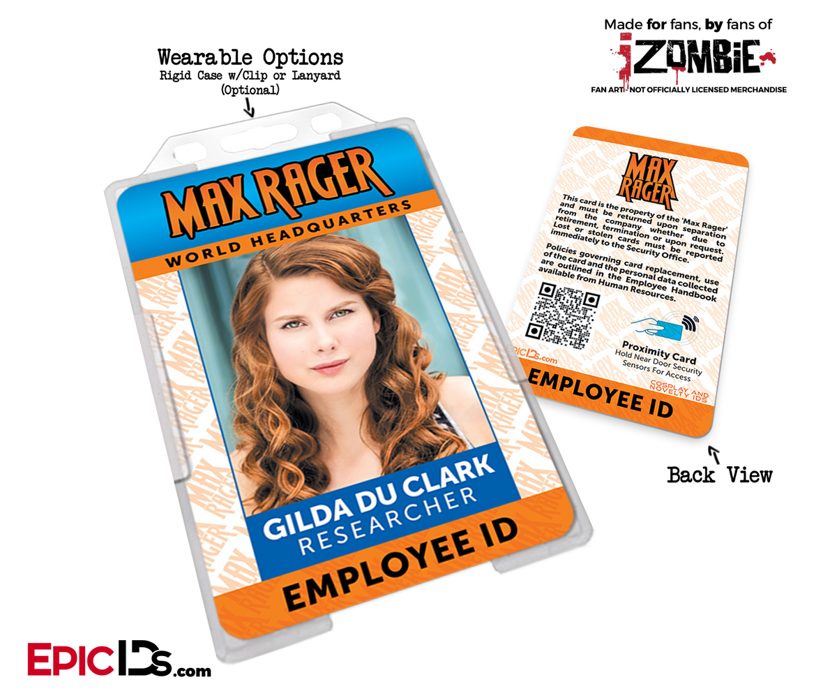 Max Rager &#39;iZombie&#39; Cosplay Employee ID Name Badge [TV Characters] - Epic IDs