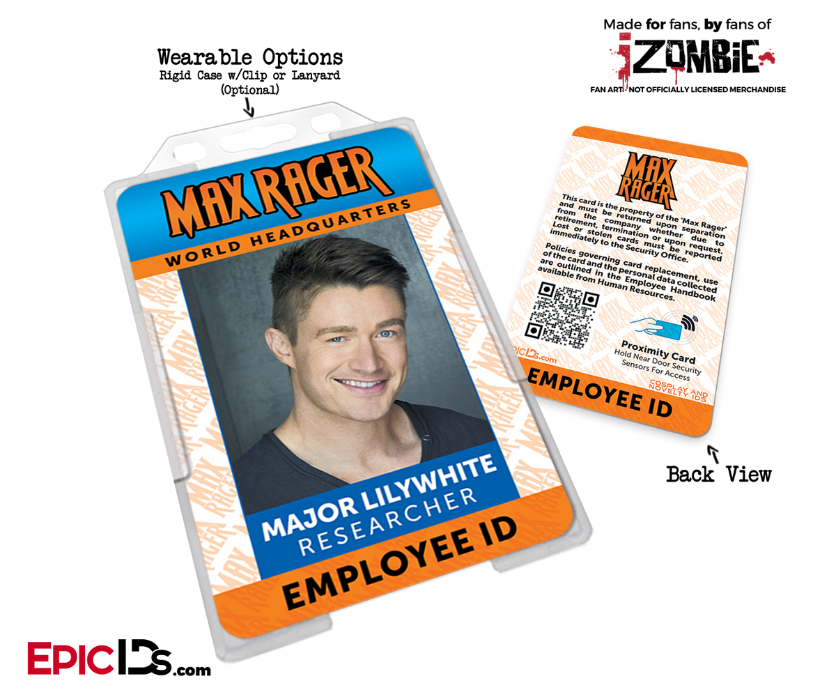 Max Rager &#39;iZombie&#39; Cosplay Employee ID Name Badge [TV Characters] - Epic IDs