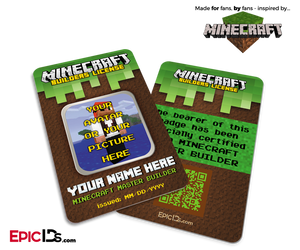 Minecraft Inspired Builders License ID Card [Photo Personalized] - Epic IDs
