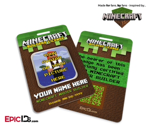 Minecraft Inspired Builders License ID Card [Photo Personalized] - Epic IDs
