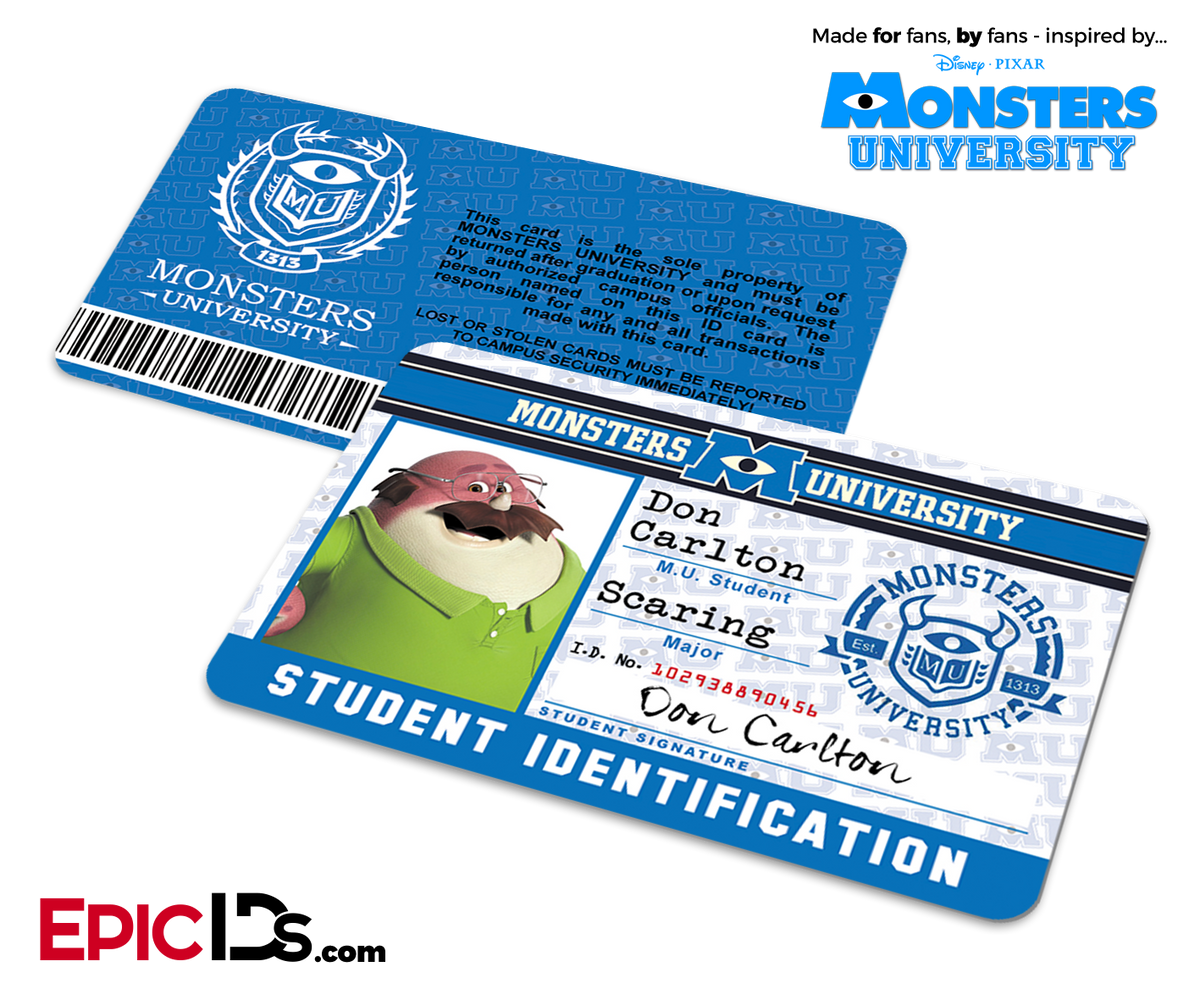 Monsters University Cosplay Student ID Card - Don Carlton - Epic IDs