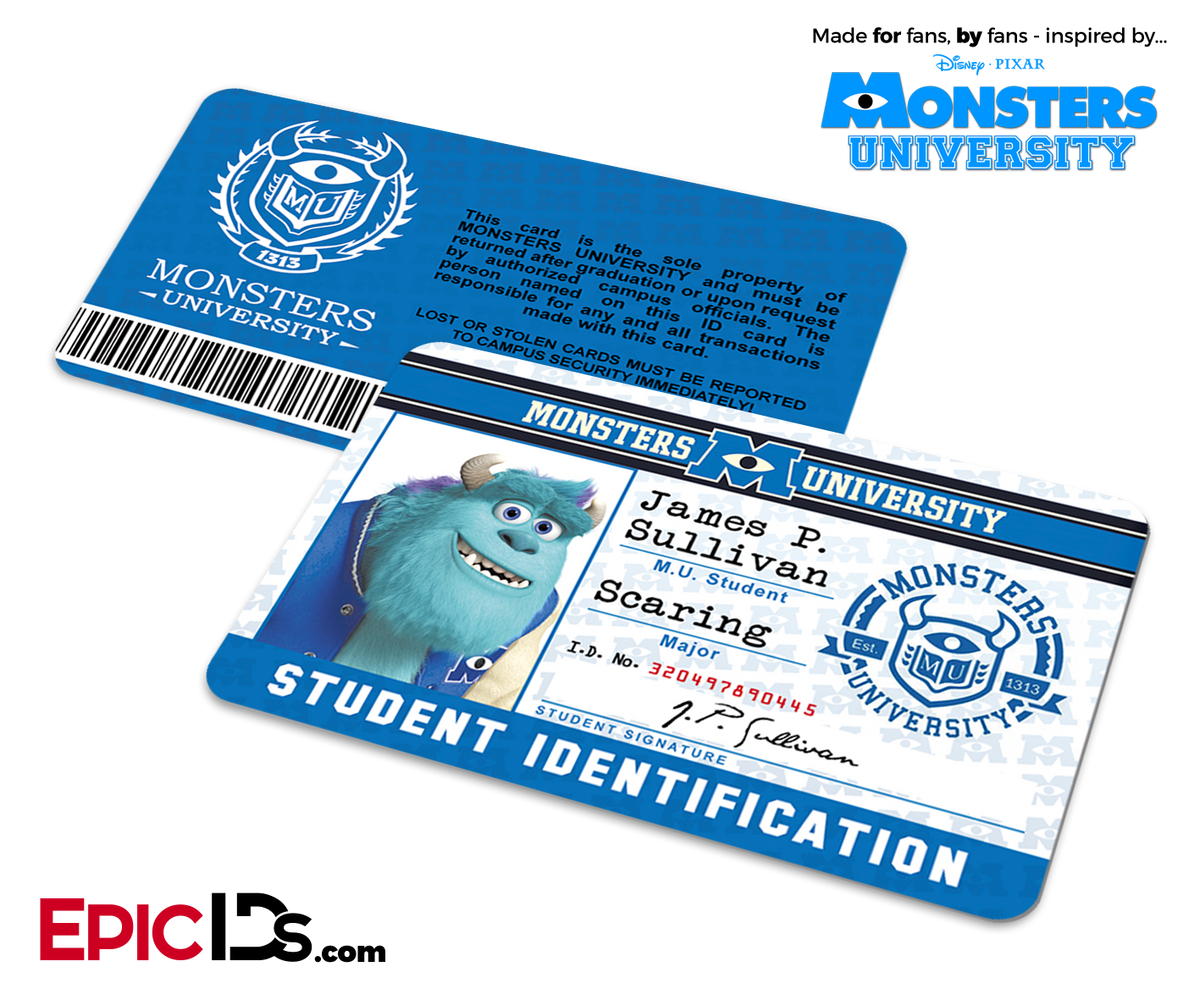 Monsters University Cosplay Student ID Card - James Sullivan - Epic IDs