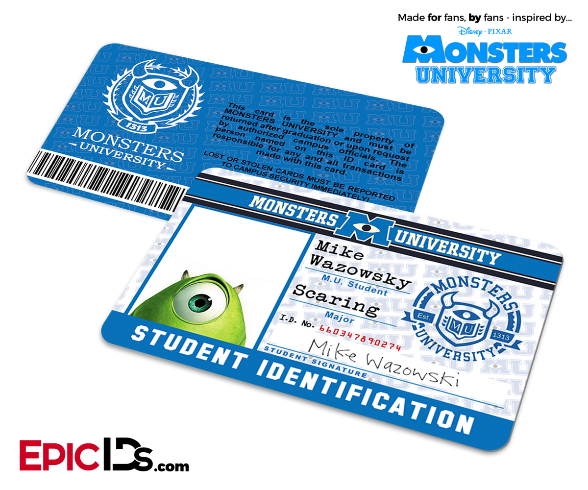 Monsters University Cosplay Student ID Card - Mike Wazowski - Epic IDs