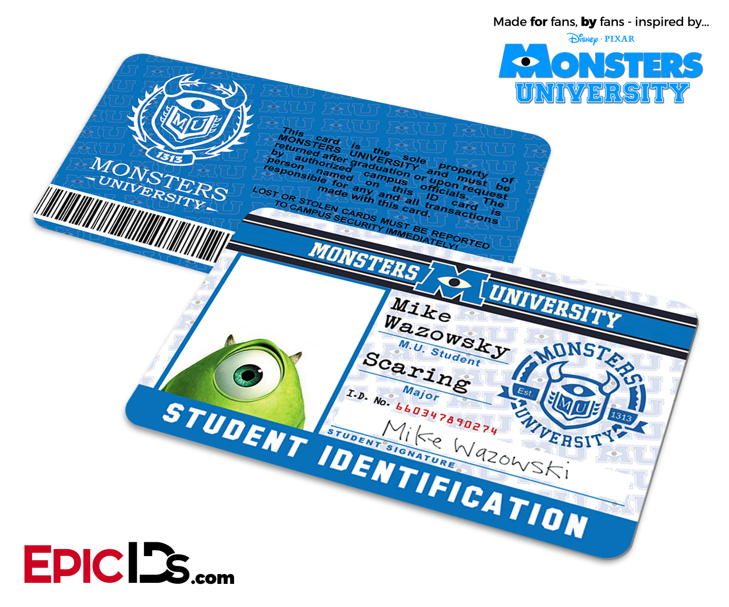Monsters University Cosplay Student ID Card - Mike Wazowski - Epic IDs