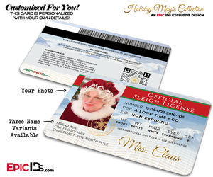 Mrs. Claus Official Sleigh License [Photo Personalized] - Epic IDs