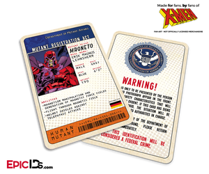 Mutant Registration Act 'X-Men' Classic Comic Identification Card - Erik Legnsherr/ Magneto