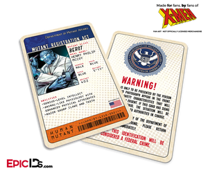 Mutant Registration Act 'X-Men' Classic Comic Identification Card - Henry McCoy / Beast