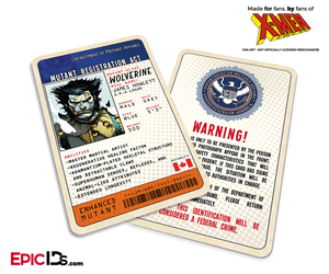 Mutant Registration Act 'X-Men' Classic Comic Identification Card - James Howlett 'Logan' / Wolverine