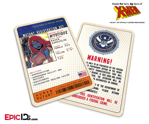 Mutant Registration Act 'X-Men' Classic Comic Identification Card - Raven Darkholme / Mystique