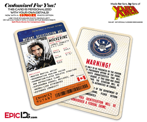 Mutant Registration Act 'X-Men' Classic Comic Identification Card — Photo Personalized