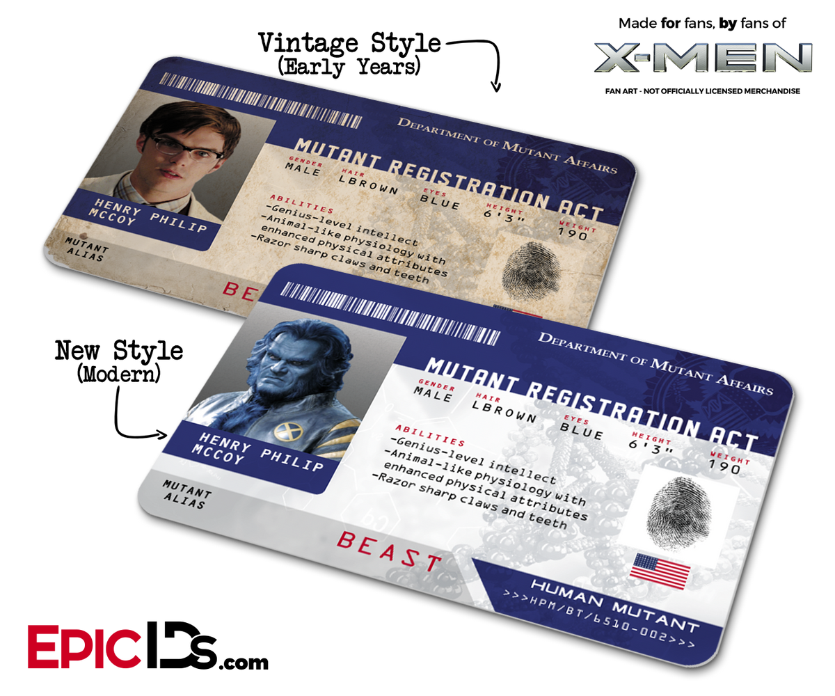 Mutant Registration Act &#39;X-Men&#39; Identification Card - Henry McCoy / Beast - Epic IDs