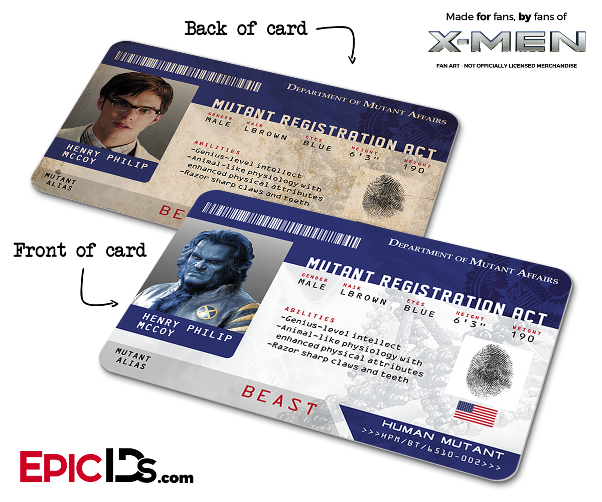 Mutant Registration Act &#39;X-Men&#39; Identification Card - Henry McCoy / Beast - Epic IDs