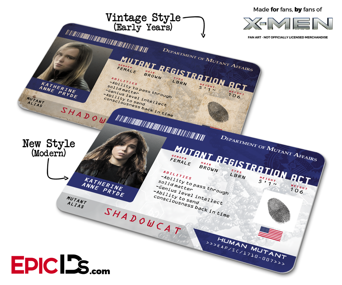 Mutant Registration Act &#39;X-Men&#39; Identification Card - Katherine &quot;Kitty&quot; Pryde / Shadowcat - Epic IDs