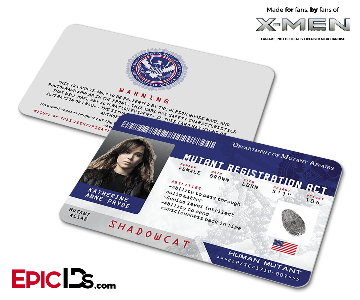 Mutant Registration Act &#39;X-Men&#39; Identification Card - Katherine &quot;Kitty&quot; Pryde / Shadowcat - Epic IDs