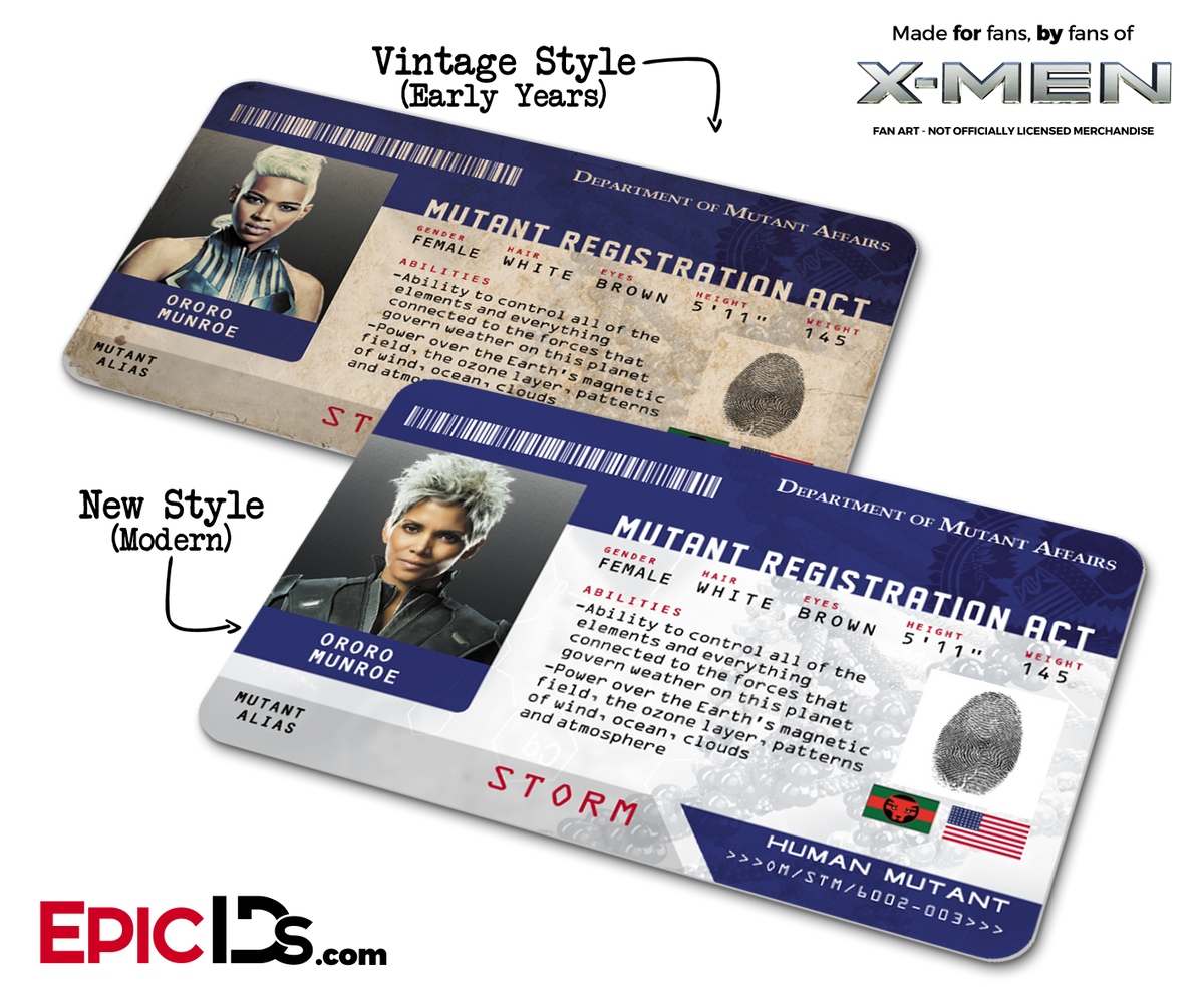 Mutant Registration Act &#39;X-Men&#39; Identification Card - Ororo Munroe / Storm - Epic IDs