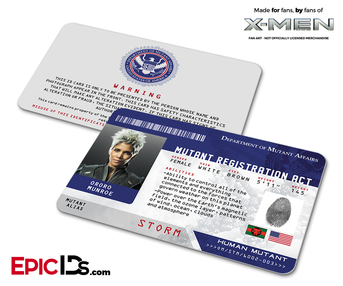 Mutant Registration Act &#39;X-Men&#39; Identification Card - Ororo Munroe / Storm - Epic IDs