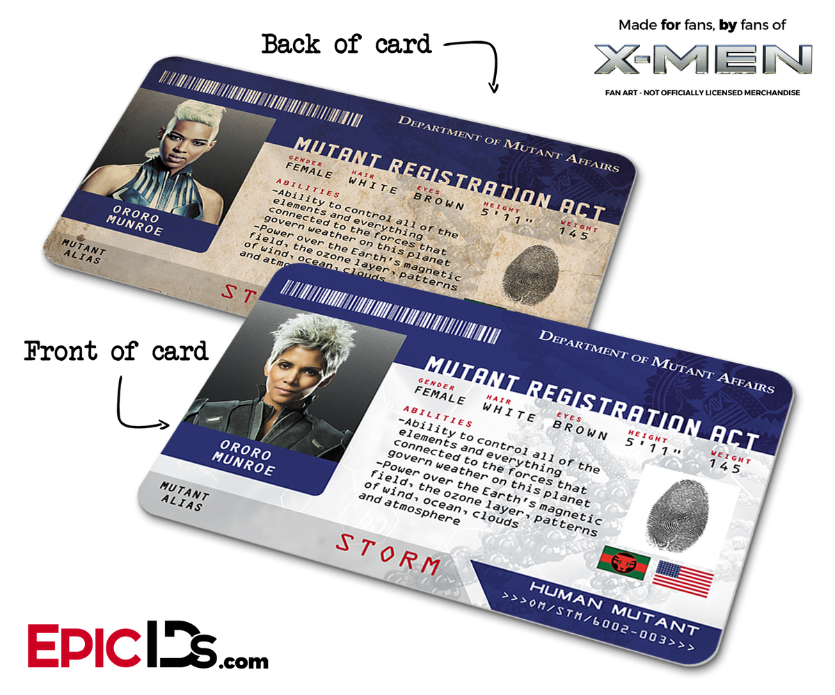 Mutant Registration Act &#39;X-Men&#39; Identification Card - Ororo Munroe / Storm - Epic IDs