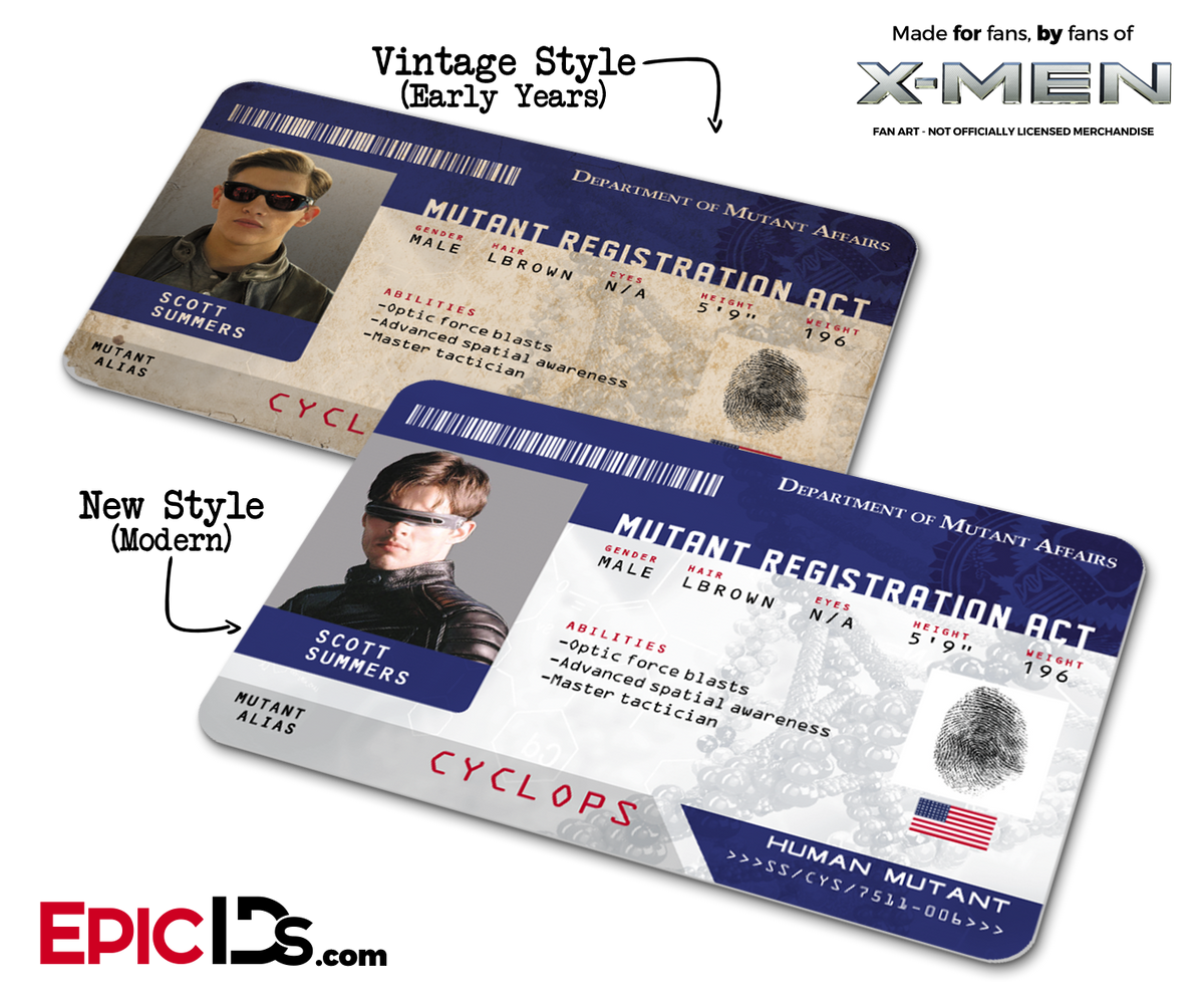 Mutant Registration Act &#39;X-Men&#39; Identification Card - Scott Summers / Cyclops - Epic IDs