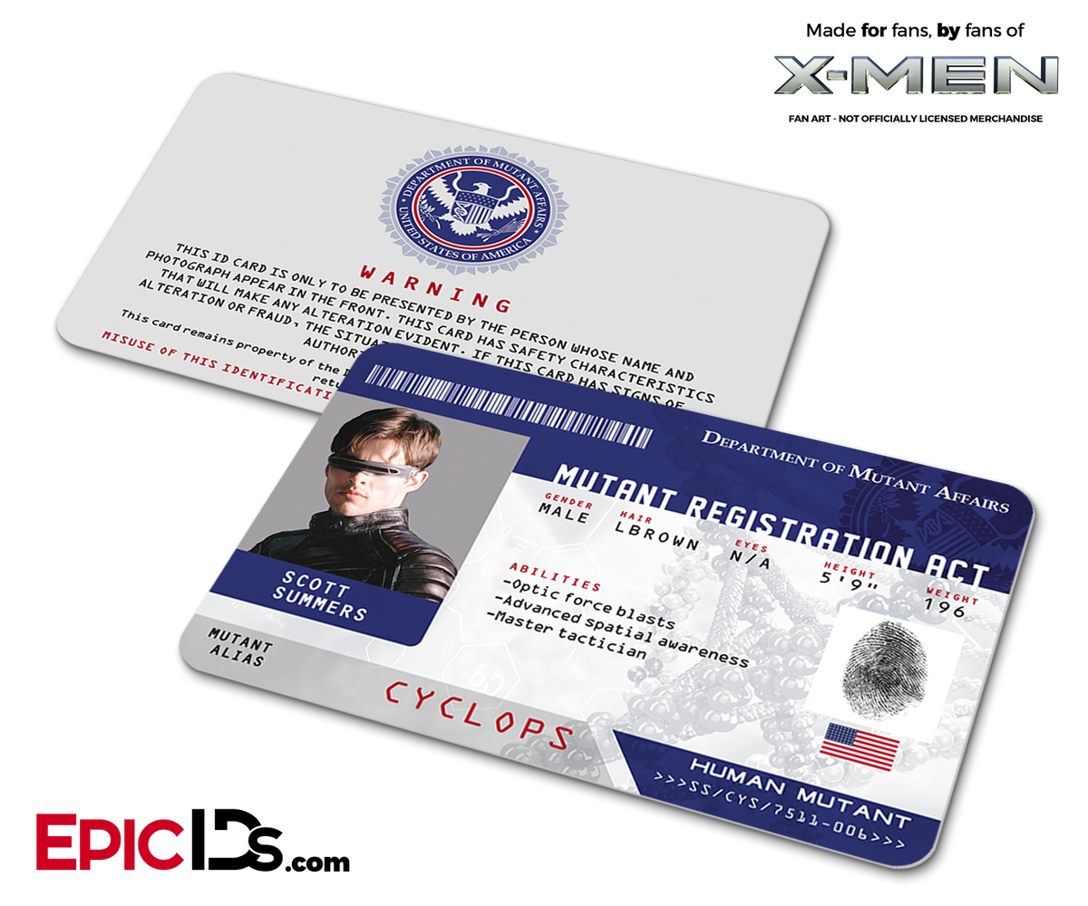 Mutant Registration Act &#39;X-Men&#39; Identification Card - Scott Summers / Cyclops - Epic IDs