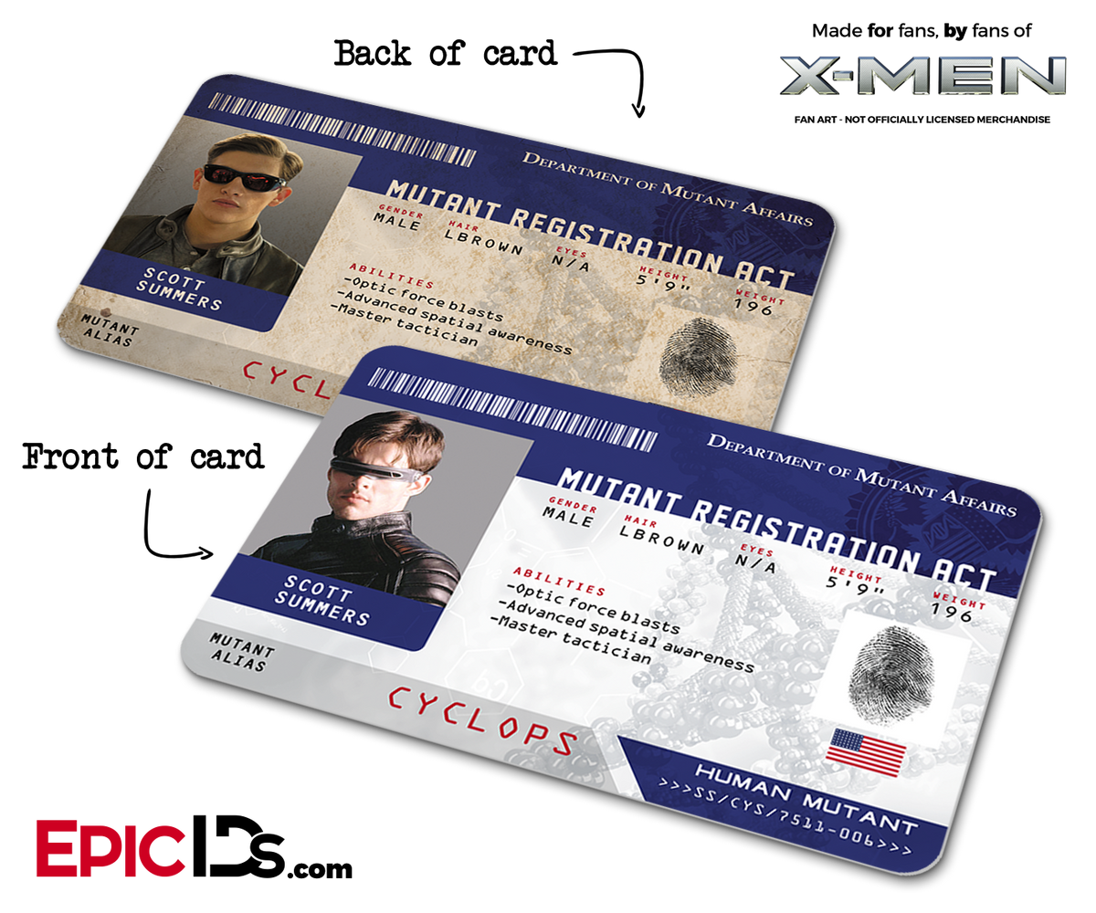 Mutant Registration Act &#39;X-Men&#39; Identification Card - Scott Summers / Cyclops - Epic IDs