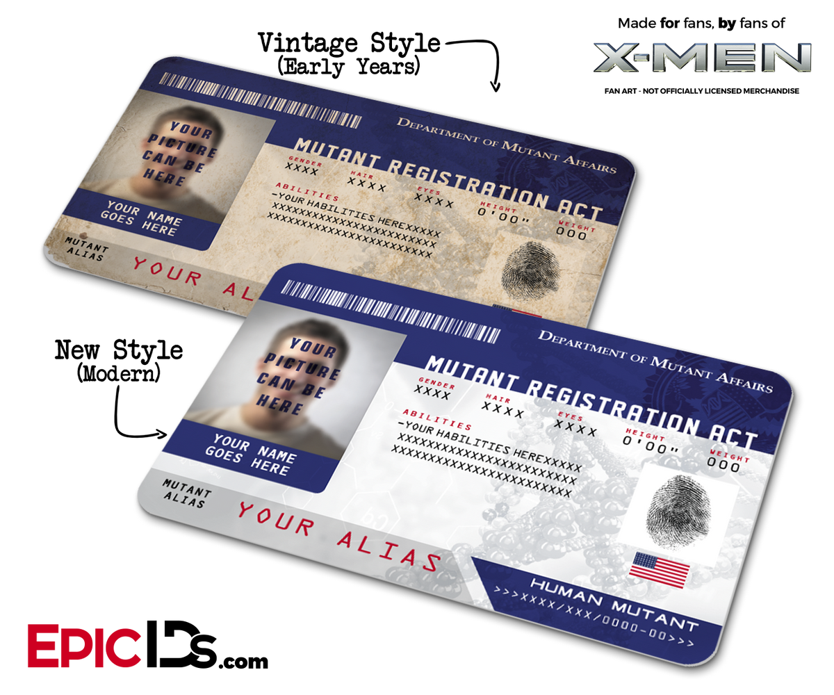 Mutant Registration Act &#39;X-Men&#39; Identification Card [Photo Personalized] - Epic IDs