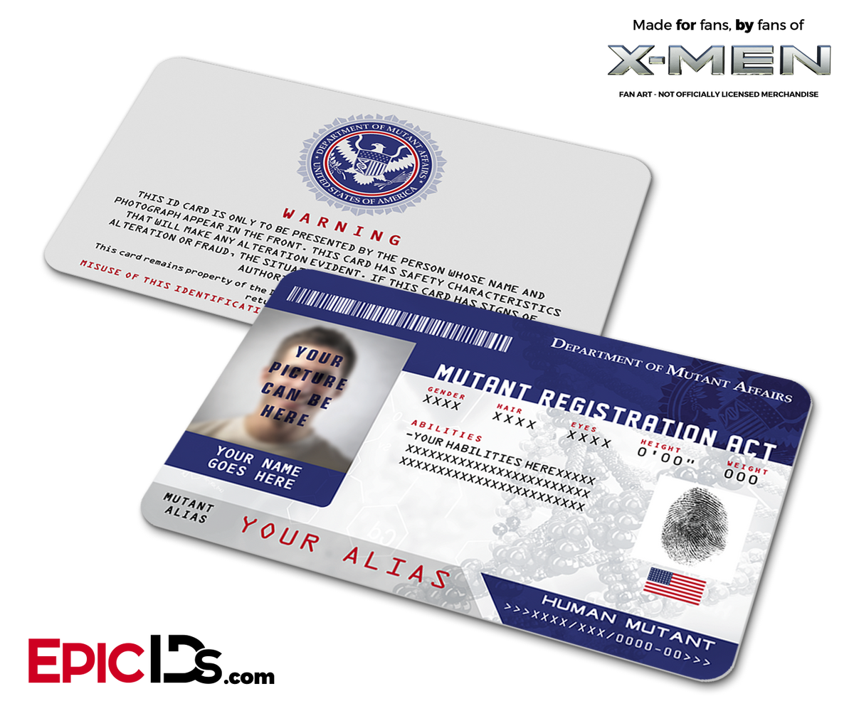 Mutant Registration Act &#39;X-Men&#39; Identification Card [Photo Personalized] - Epic IDs