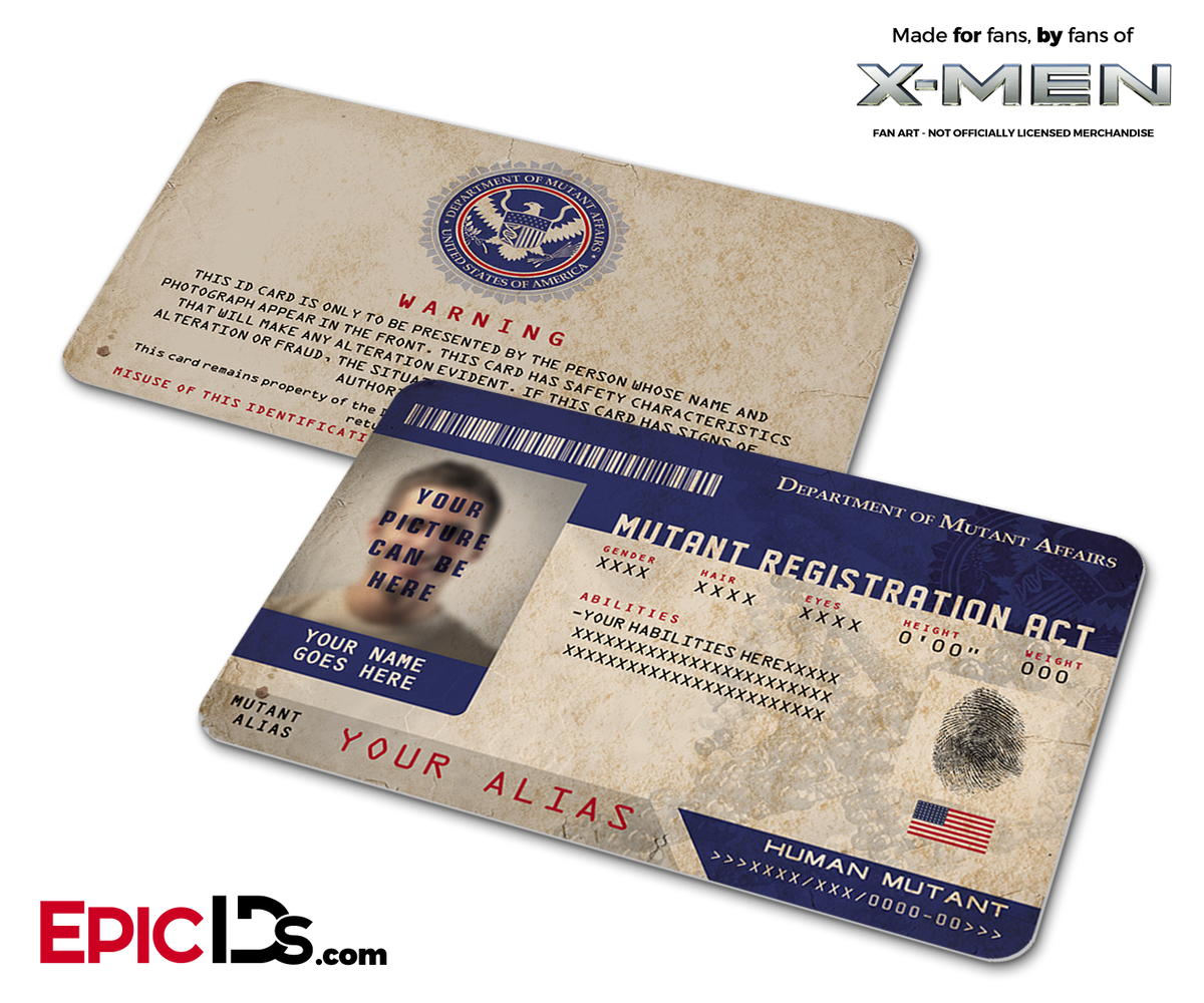 Mutant Registration Act &#39;X-Men&#39; Identification Card [Photo Personalized] - Epic IDs