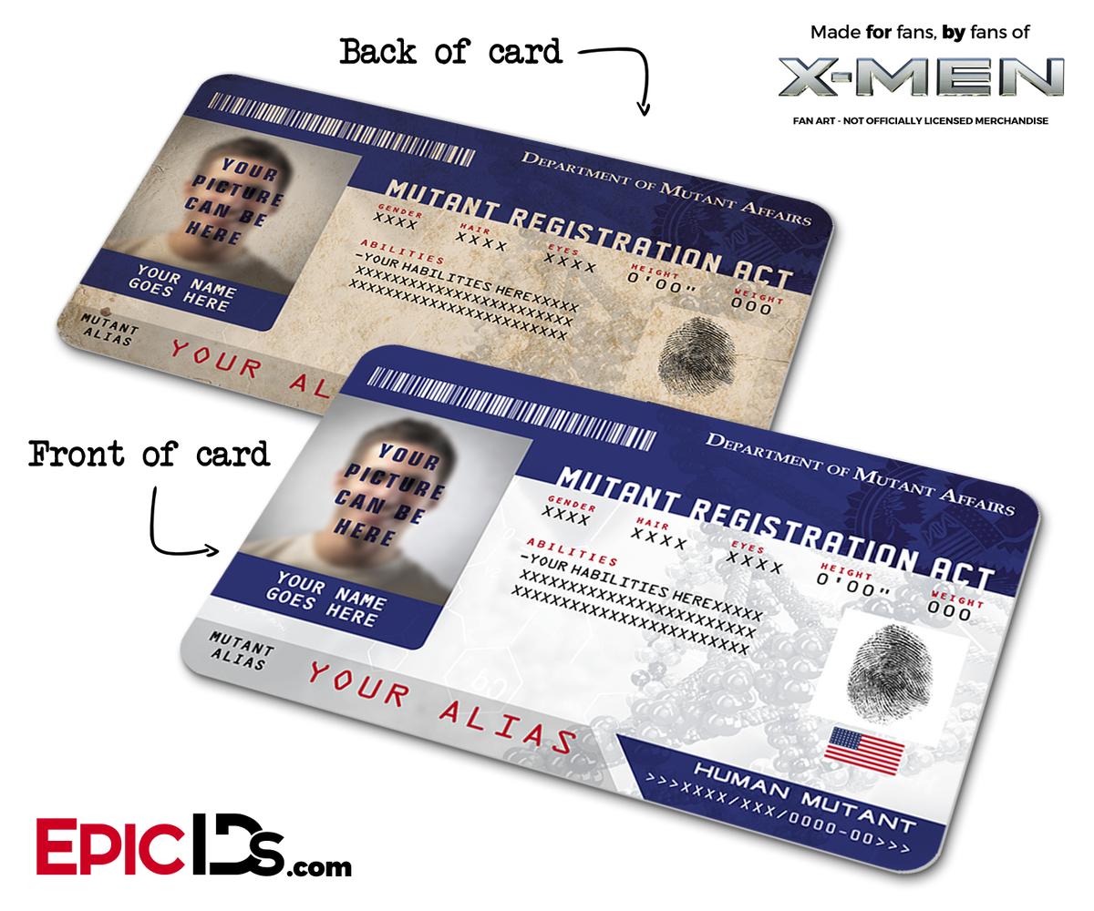 Mutant Registration Act &#39;X-Men&#39; Identification Card [Photo Personalized] - Epic IDs