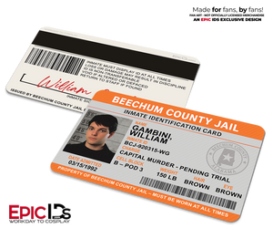 Beechum County Jail Inmate ID – Bill – My Cousin Vinny Cosplay Prop