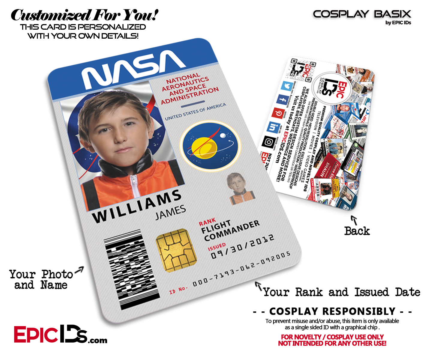NASA Astronaut Themed Cosplay Access ID Badge [Photo Personalized] - Epic IDs
