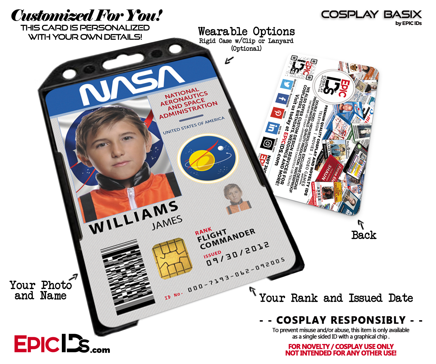 NASA Astronaut Themed Cosplay Access ID Badge [Photo Personalized] - Epic IDs for Free Printable Nasa Id Badge