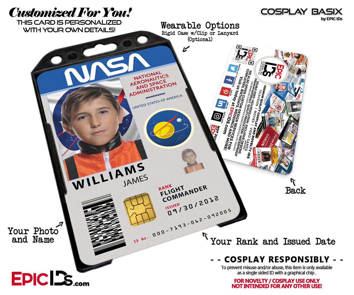 NASA Astronaut Themed Cosplay Access ID Badge [Photo Personalized] - Epic IDs