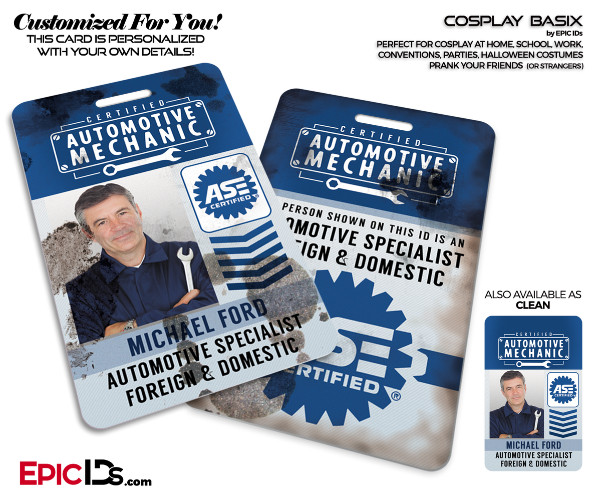 New Automotive Mechanic Cosplay ID Badge [Photo Personalized] - Epic IDs