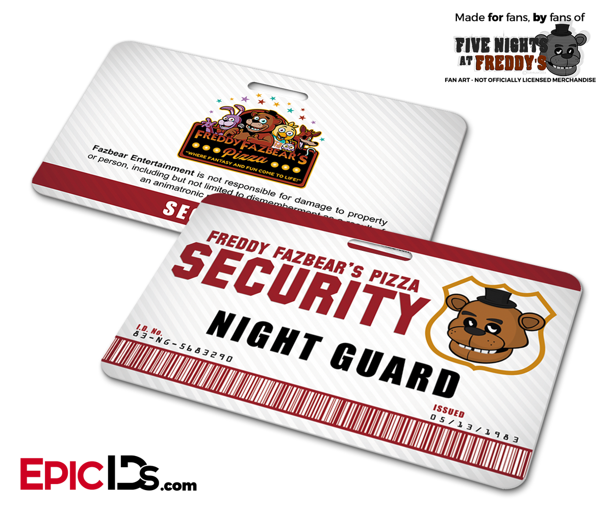 Night Guard Freddy Fazbear&#39;s Pizza FNAF ID Badge - Standard - Epic IDs