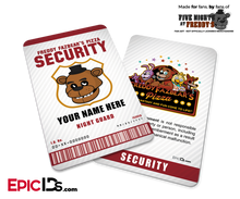 Night Guard Freddy Fazbear's Pizza FNAF ID Badge (Tall) — Personalized